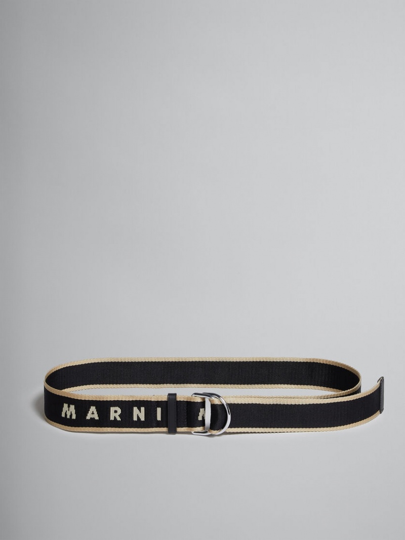 Marni Fabric Slider Belt With Logo μαυρα | EGRHC24181