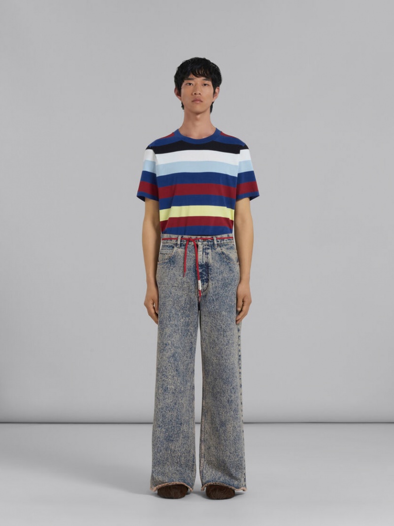 Marni Flared 5 Pocket Trousers In Marble-dyed Denim ροζ μπλε | LGRSX96738
