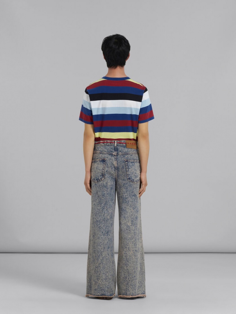 Marni Flared 5 Pocket Trousers In Marble-dyed Denim ροζ μπλε | LGRSX96738