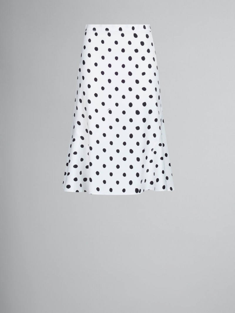 Marni Flared Satin Skirt With Polka Dots ασπρα | TGRPQ60781
