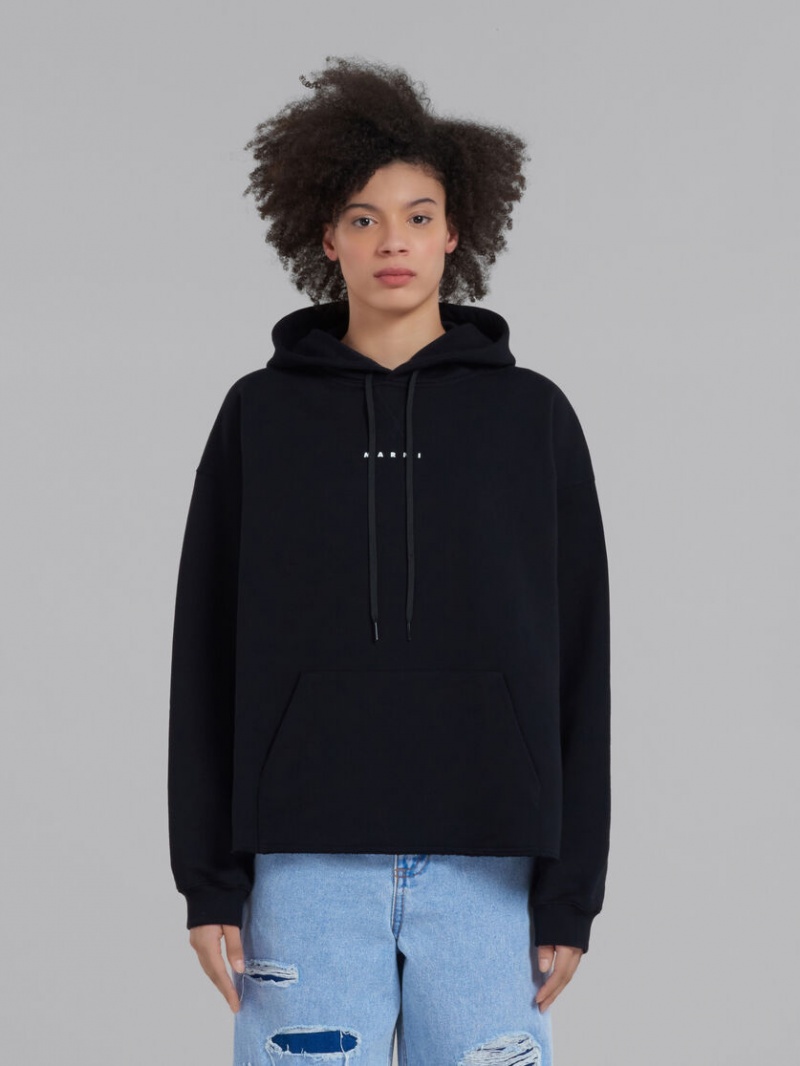 Marni Hoodie In Bio βαμβακερα With Raw Cut Hem μαυρα | AGRDF58484