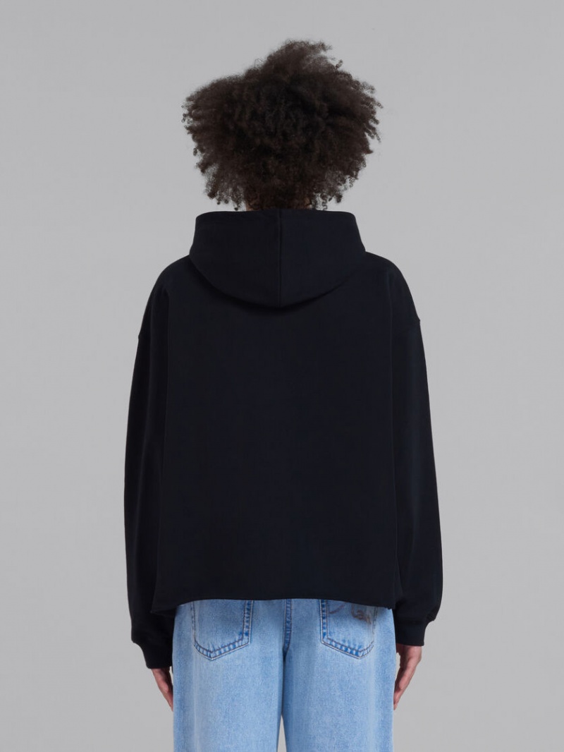 Marni Hoodie In Bio βαμβακερα With Raw Cut Hem μαυρα | AGRDF58484