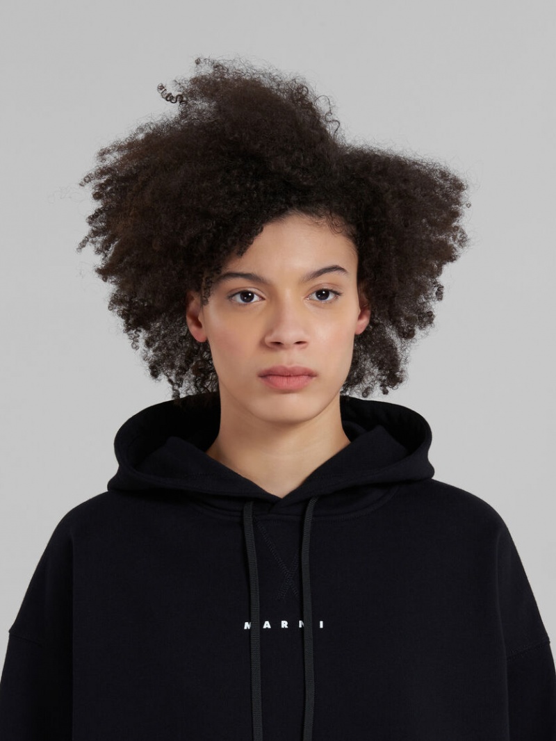 Marni Hoodie In Bio βαμβακερα With Raw Cut Hem μαυρα | AGRDF58484