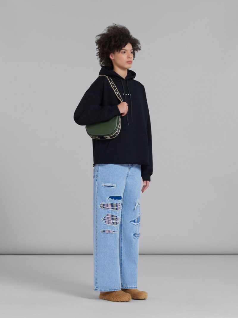 Marni Hoodie In Bio βαμβακερα With Raw Cut Hem μαυρα | AGRDF58484