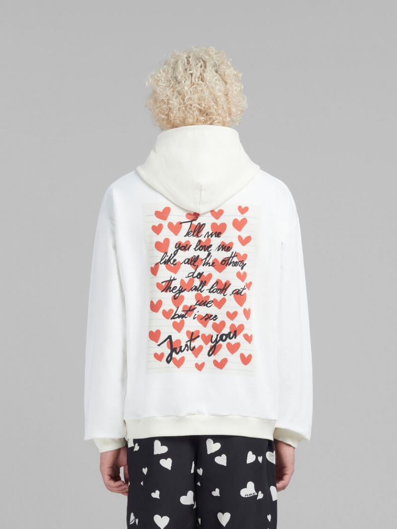 Marni Hoodie With Hearts Print ασπρα | GRXMI63254
