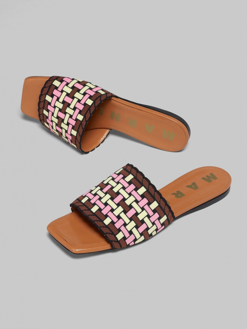 Marni Jacquard Sandal ανοιχτο κίτρινα καφε ροζ | GGREC24673