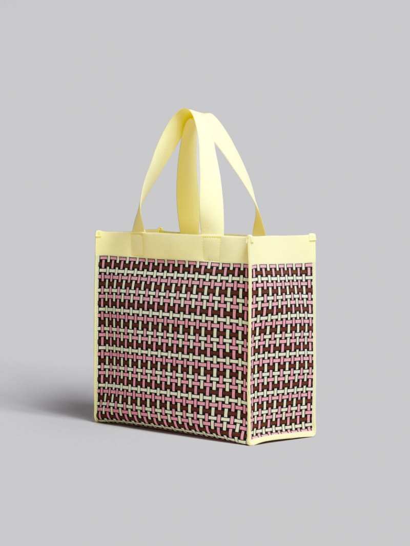 Marni Jacquard Shopping ανοιχτο κίτρινα καφε ροζ | BGRSD47651