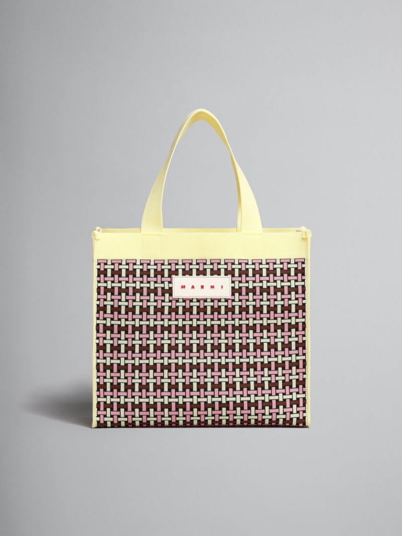 Marni Jacquard Shopping ανοιχτο κίτρινα καφε ροζ | BGRSD47651