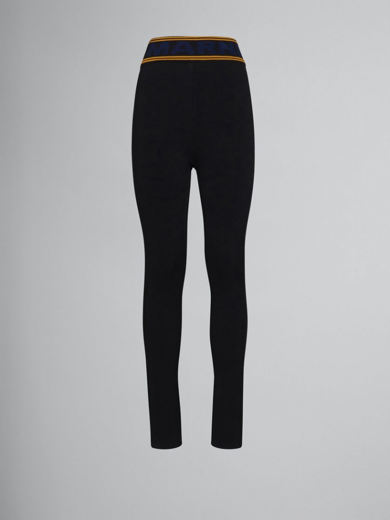 Marni Leggings With Logo waist μαυρα | GREGJ93418