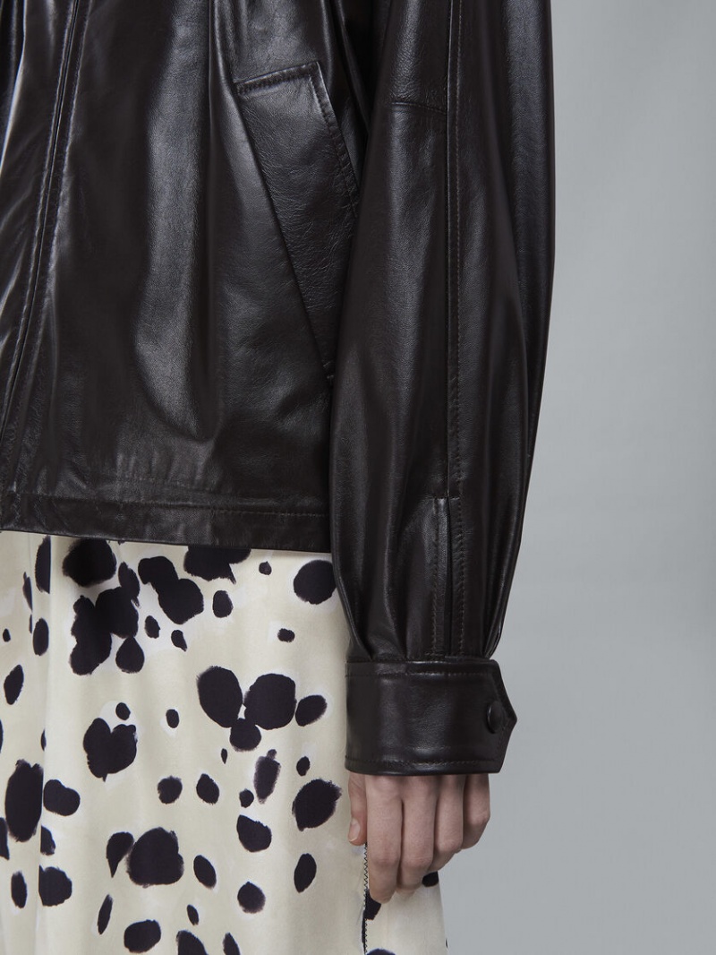 Marni Light Nappa δερματινα Cropped Jacket μαυρα | GRJBT75888