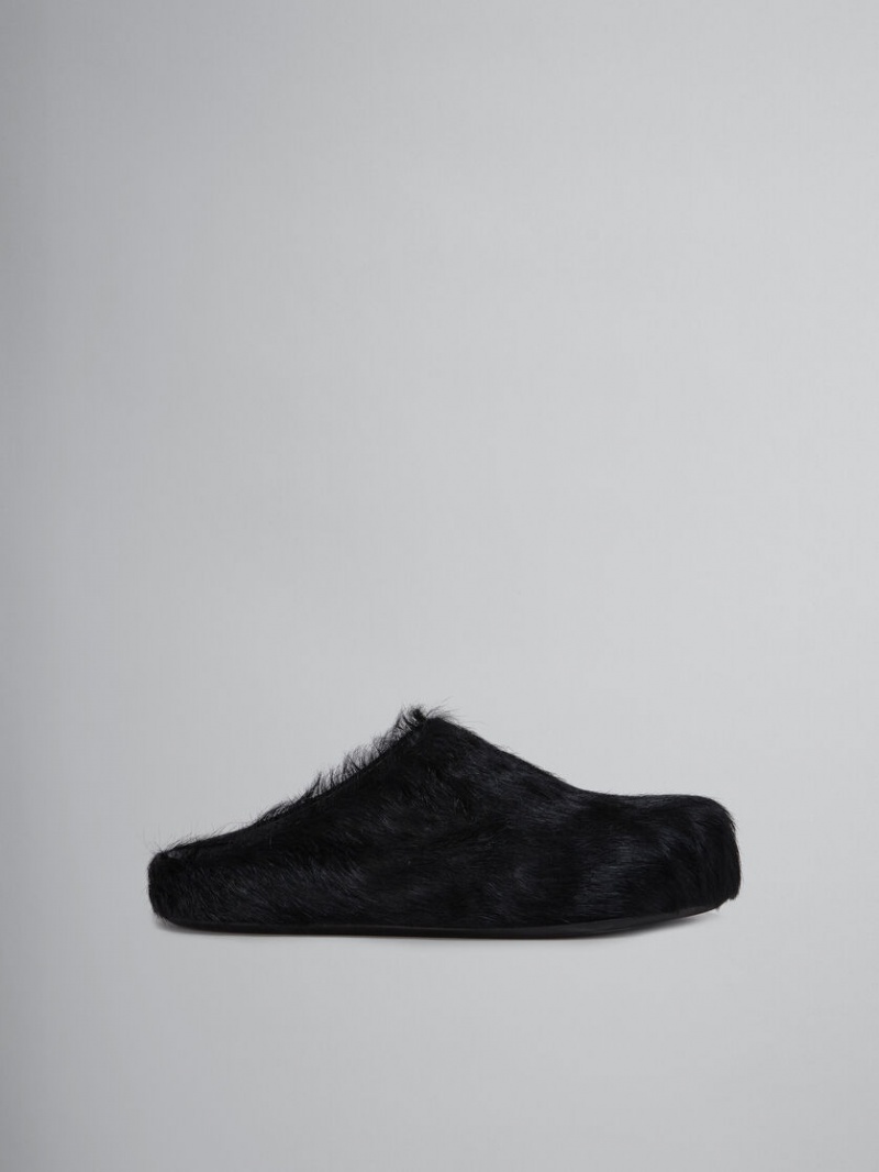 Marni Long Hair Calfskin Fussbett Sabot μαυρα | TGRWZ47875