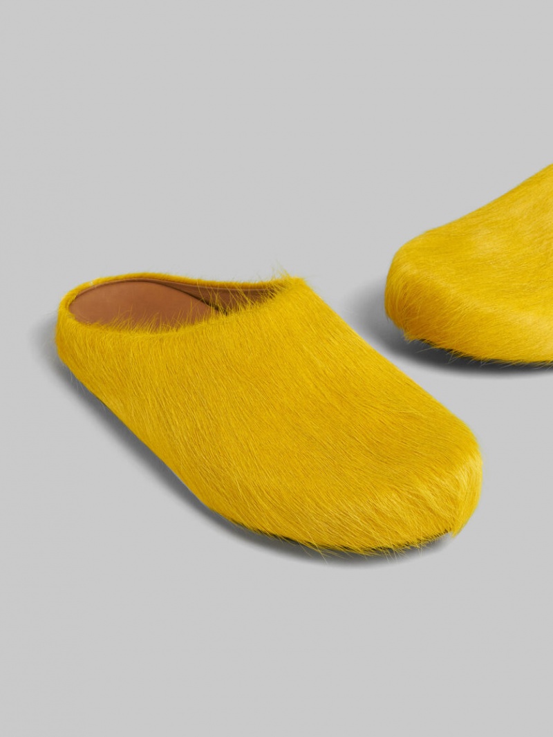 Marni Long Hair Calfskin Fussbett Sabot κίτρινα | BGRSD72030