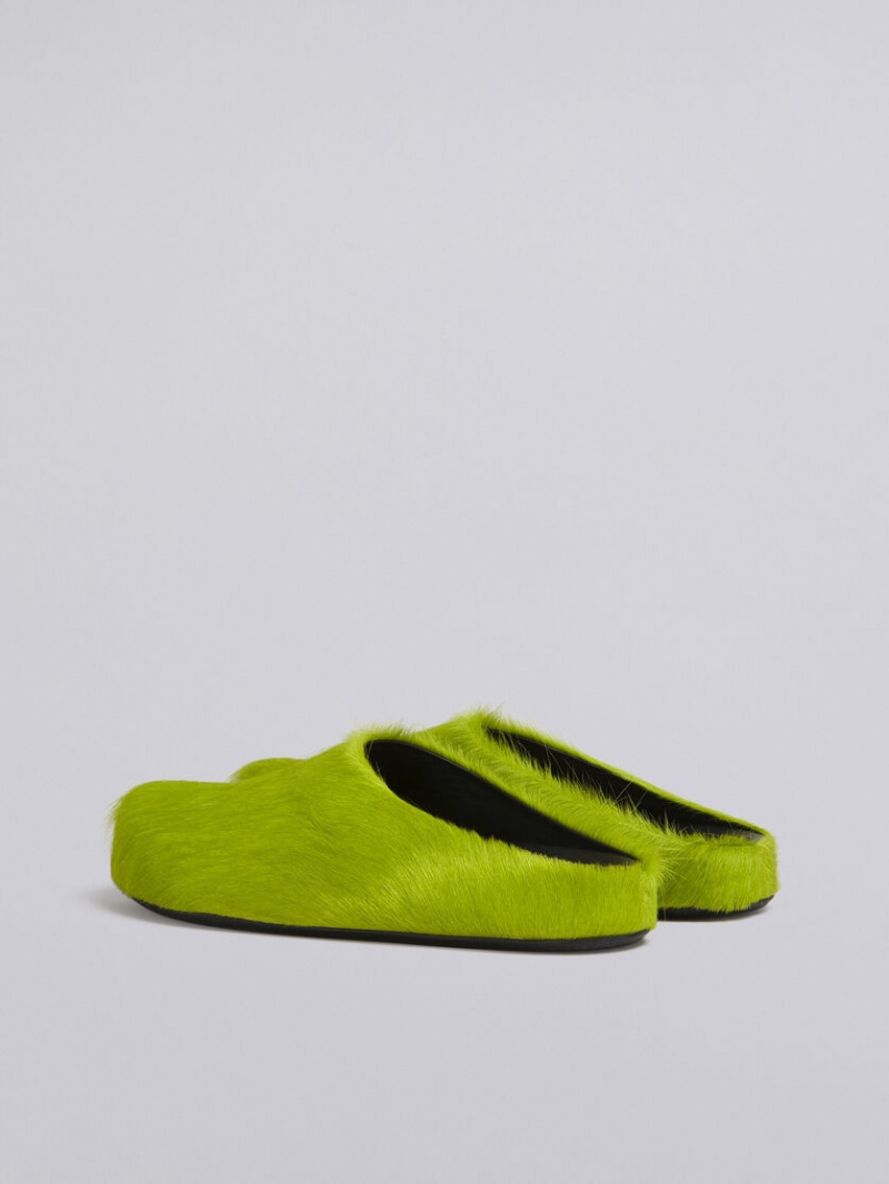 Marni Long Hair Calfskin Fussbett Sabot πρασινο | GRXMI42803