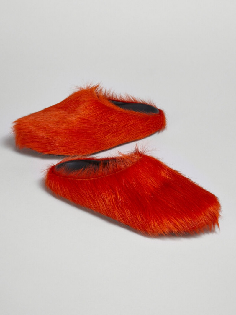 Marni Long Hair Calfskin Fussbett Sabot πορτοκαλι | LGRSX12248