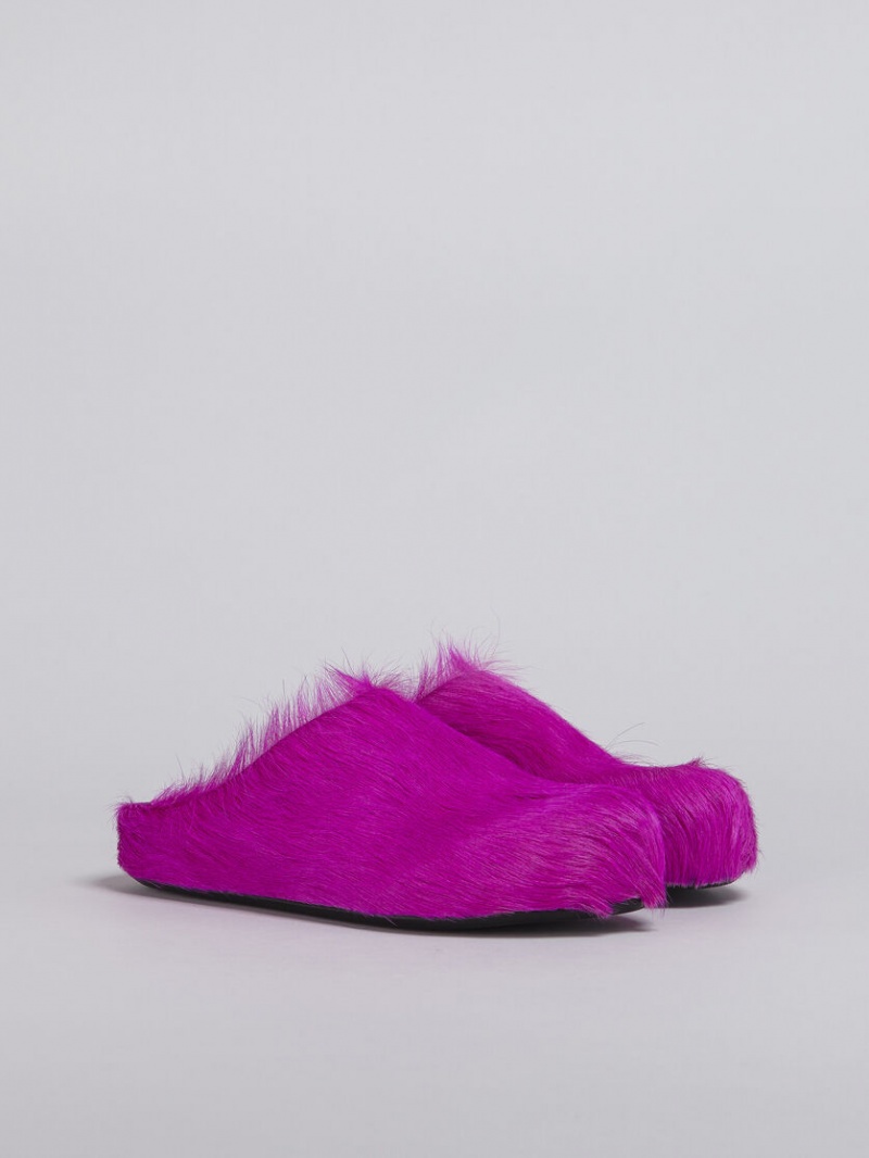 Marni Long Hair Calfskin Fussbett Sabot φουξια | GGREC44990