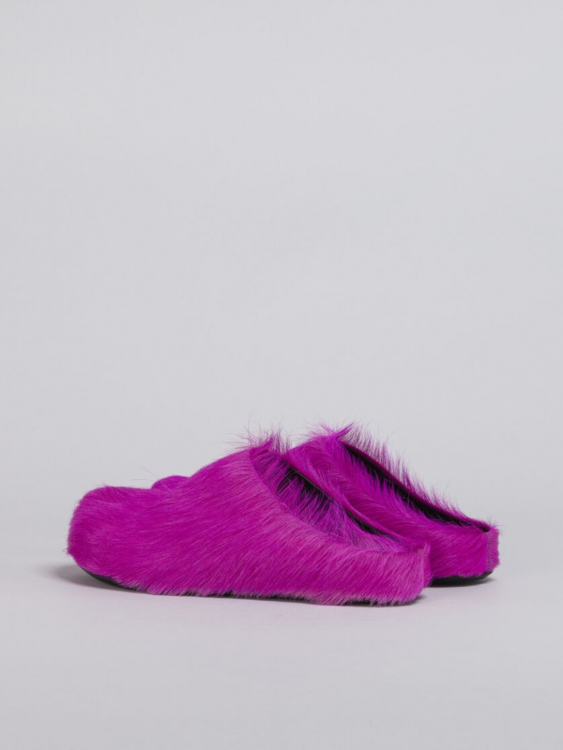Marni Long Hair Calfskin Fussbett Sabot φουξια | GGREC44990