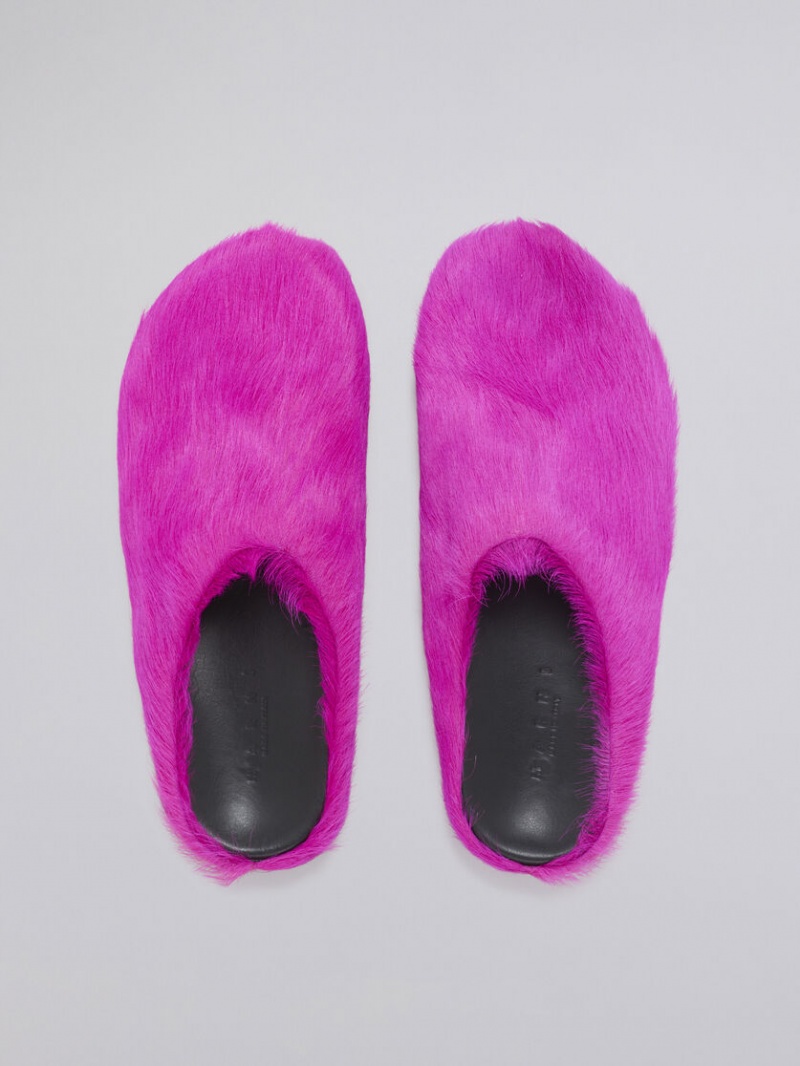 Marni Long Hair Calfskin Fussbett Sabot φουξια | GGREC44990
