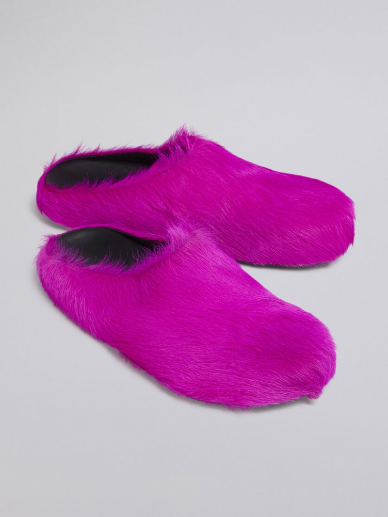 Marni Long Hair Calfskin Fussbett Sabot φουξια | GGREC44990