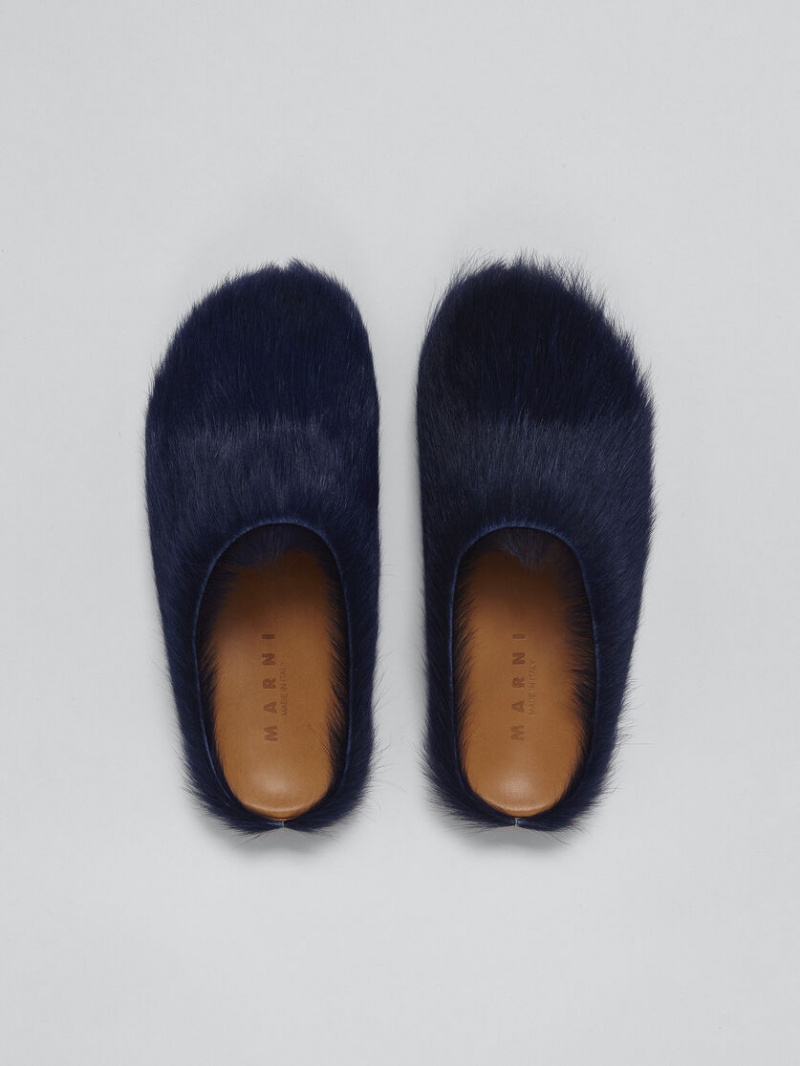 Marni Long Hair Calfskin Fussbett Sabot μαυρα | GRCIF28757