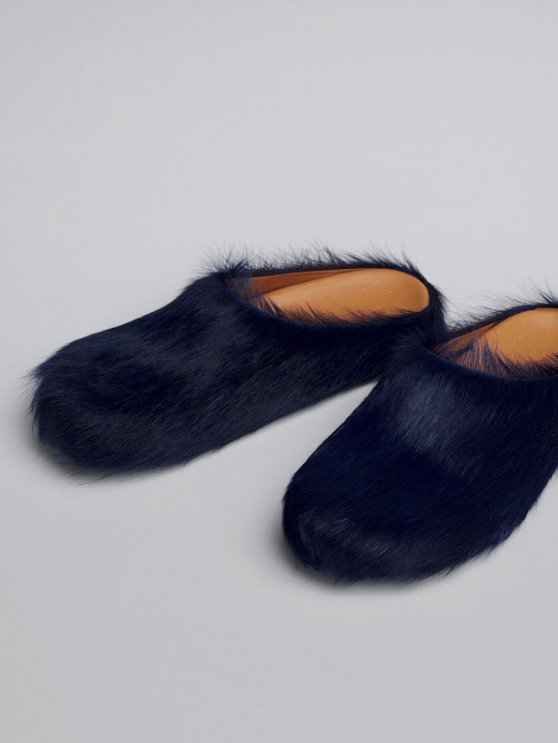 Marni Long Hair Calfskin Fussbett Sabot μαυρα | GRCIF28757