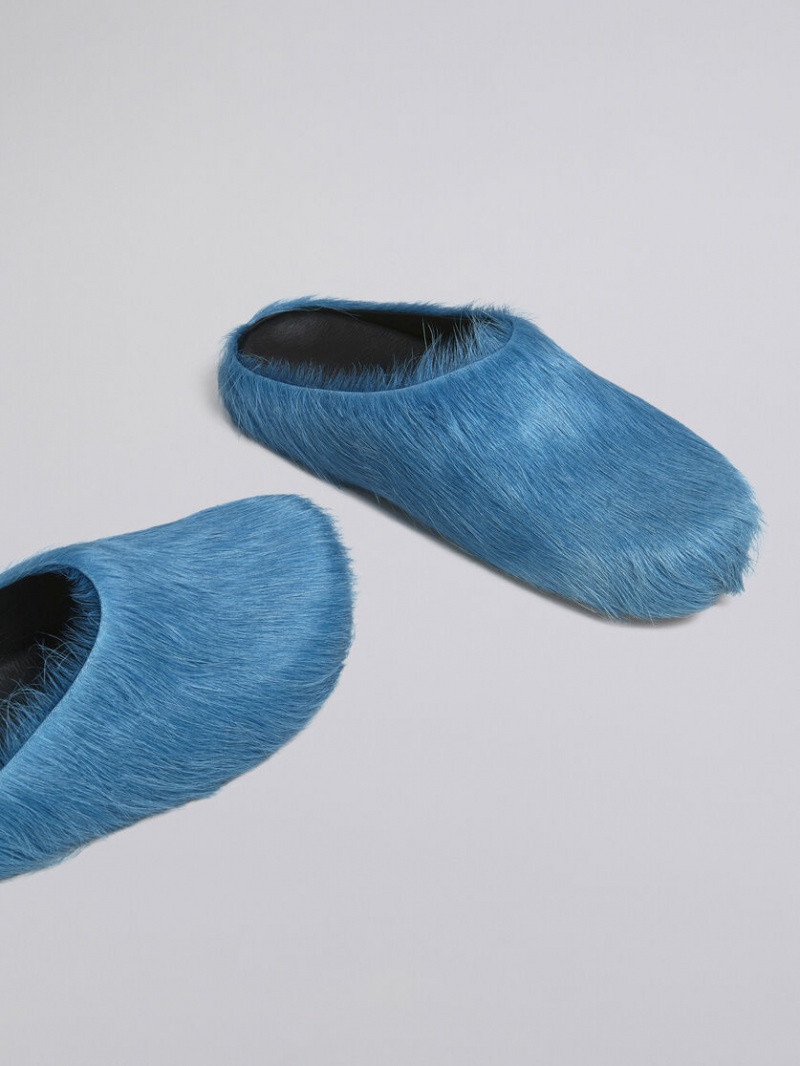 Marni Long Hair Calfskin Fussbett Sabot μπλε | XGRBH71447