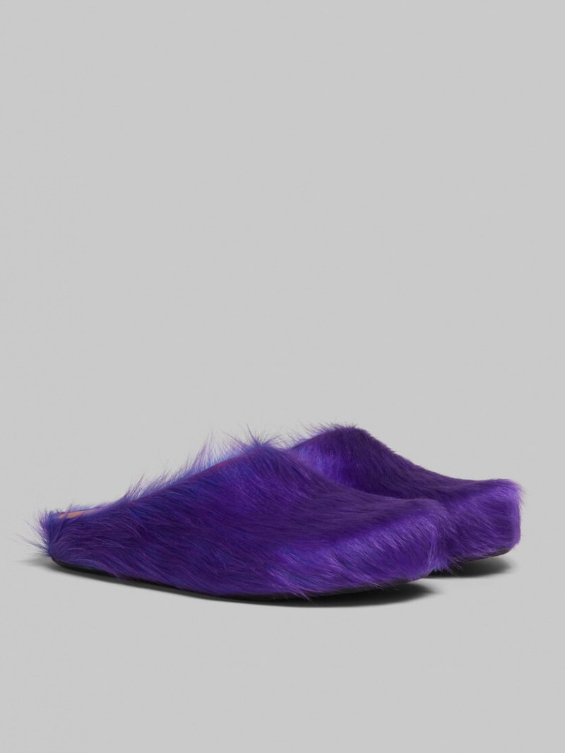 Marni Long Hair Calfskin Fussbett Sabot μωβ | DGRVO45465