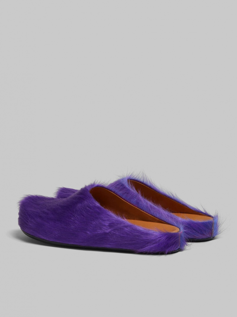 Marni Long Hair Calfskin Fussbett Sabot μωβ | DGRVO45465