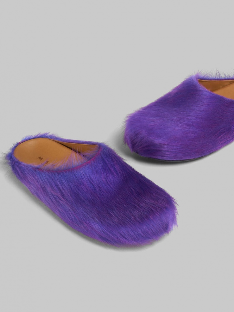 Marni Long Hair Calfskin Fussbett Sabot μωβ | DGRVO45465