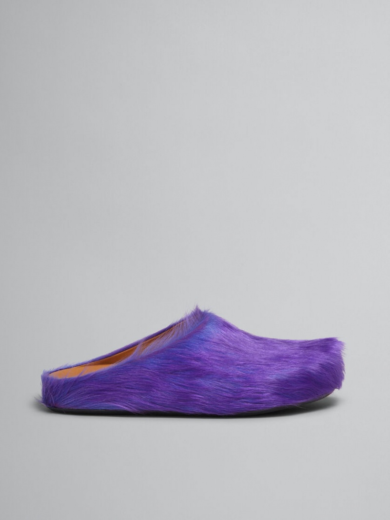 Marni Long Hair Calfskin Fussbett Sabot μωβ | DGRVO45465