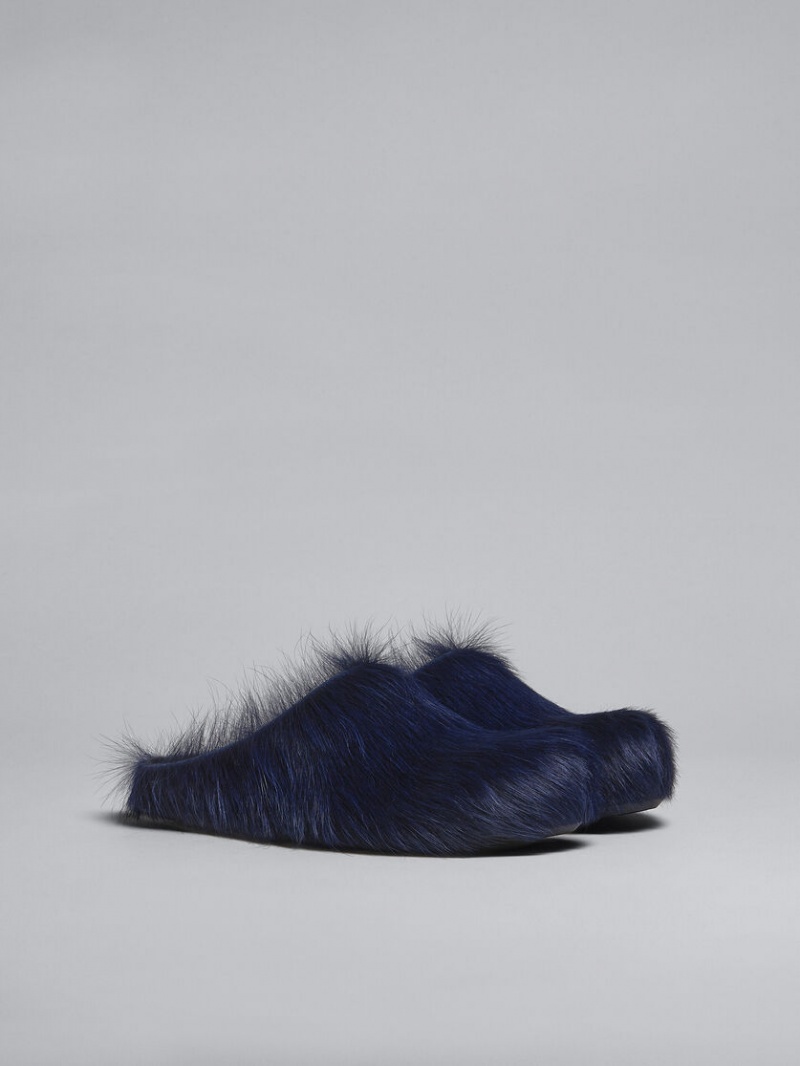 Marni Long-hair Calfskin Fussbett Sabot μπλε | GRZDE56083