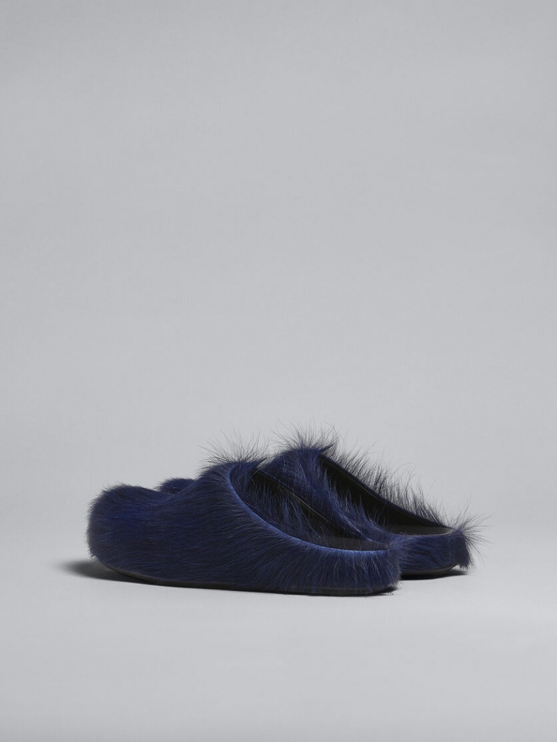 Marni Long-hair Calfskin Fussbett Sabot μπλε | GRZDE56083