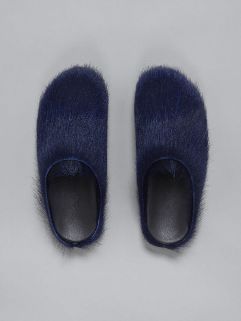 Marni Long-hair Calfskin Fussbett Sabot μπλε | GRZDE56083