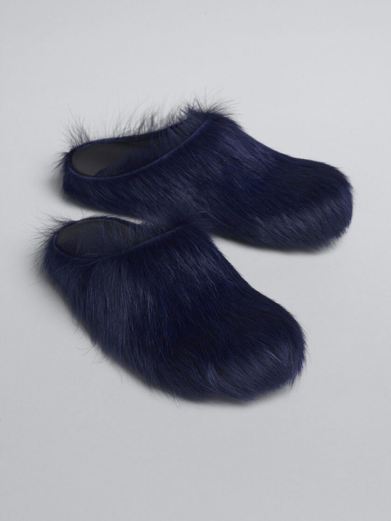 Marni Long-hair Calfskin Fussbett Sabot μπλε | GRZDE56083