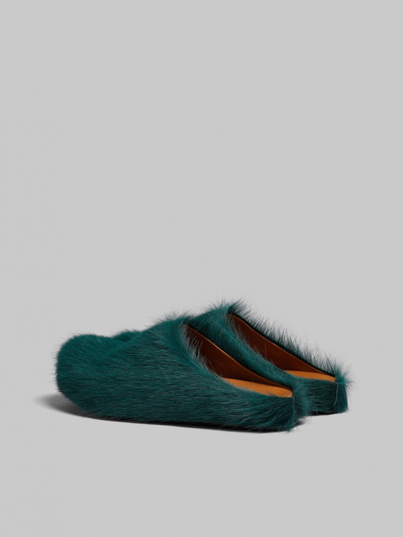 Marni Long-hair Calfskin Fussbett Sabot πρασινο | GGRUC25346