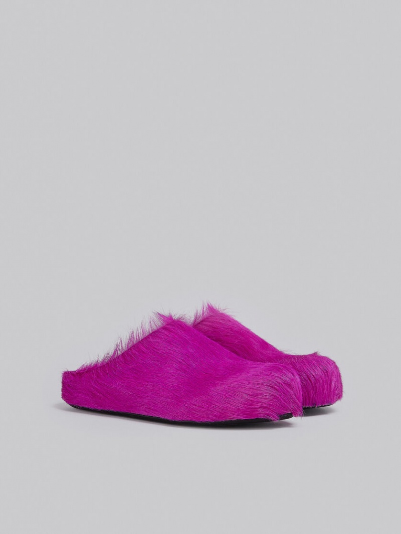 Marni Long-hair Calfskin Fussbett Sabot φουξια | QGRWA41508