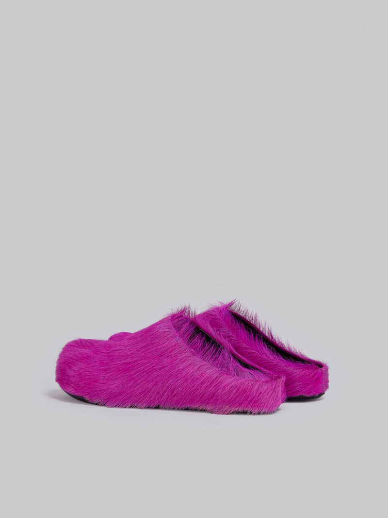Marni Long-hair Calfskin Fussbett Sabot φουξια | QGRWA41508