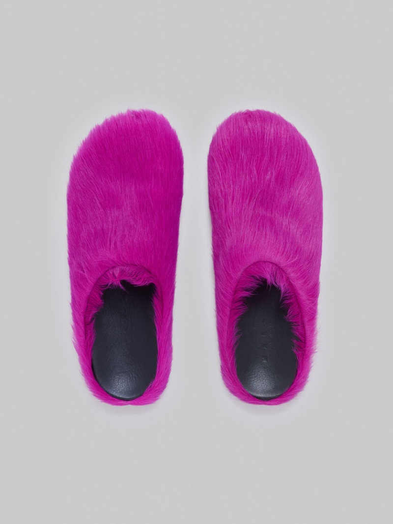Marni Long-hair Calfskin Fussbett Sabot φουξια | QGRWA41508
