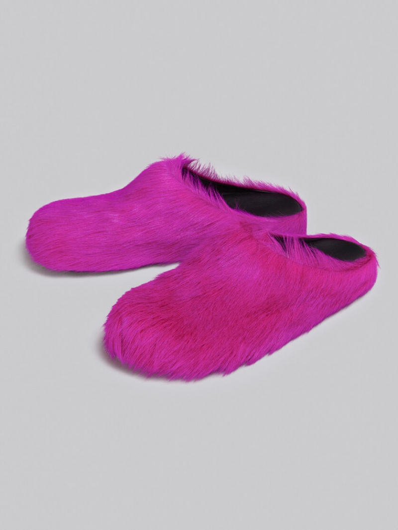 Marni Long-hair Calfskin Fussbett Sabot φουξια | QGRWA41508