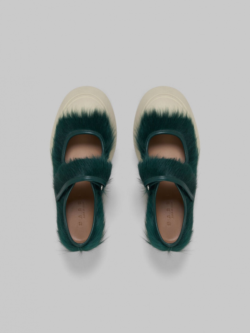 Marni Long-hair Calfskin Mary Jane Sneaker πρασινο | GRNEJ20738