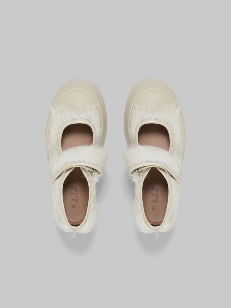 Marni Long-hair Calfskin Mary Jane Sneaker ασπρα | FGRUI18783
