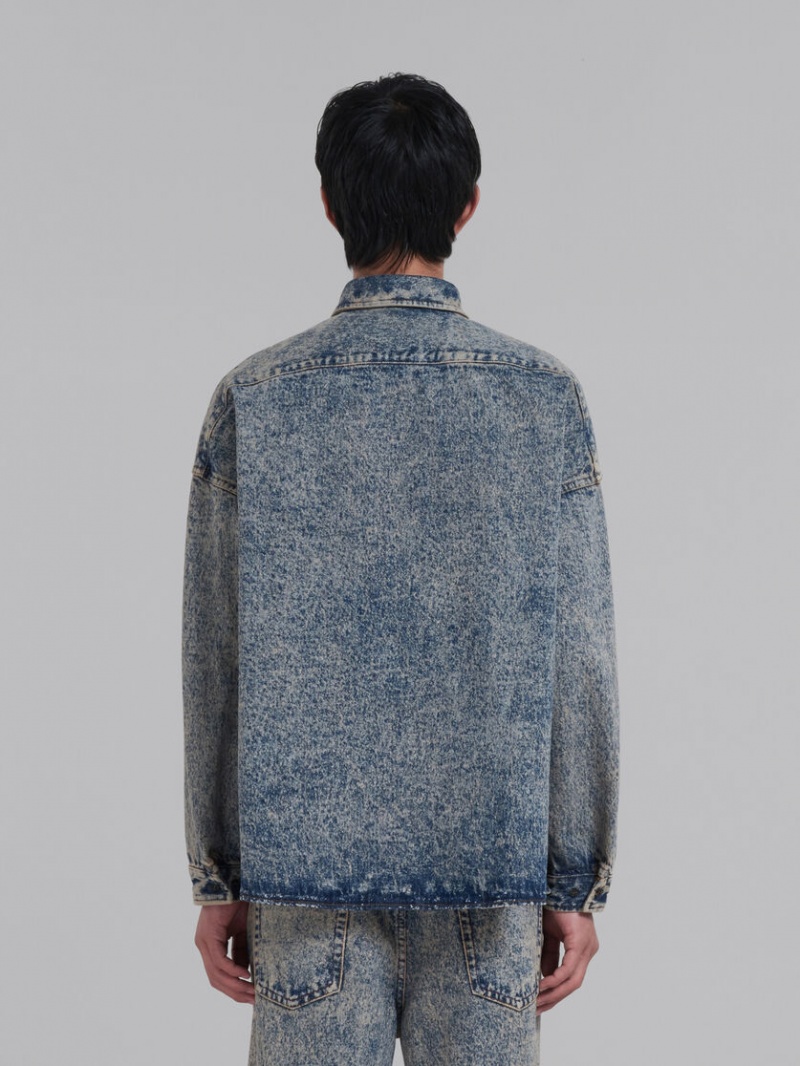 Marni Marble-dyed Denim Shirt ροζ μπλε | EGRVG66947