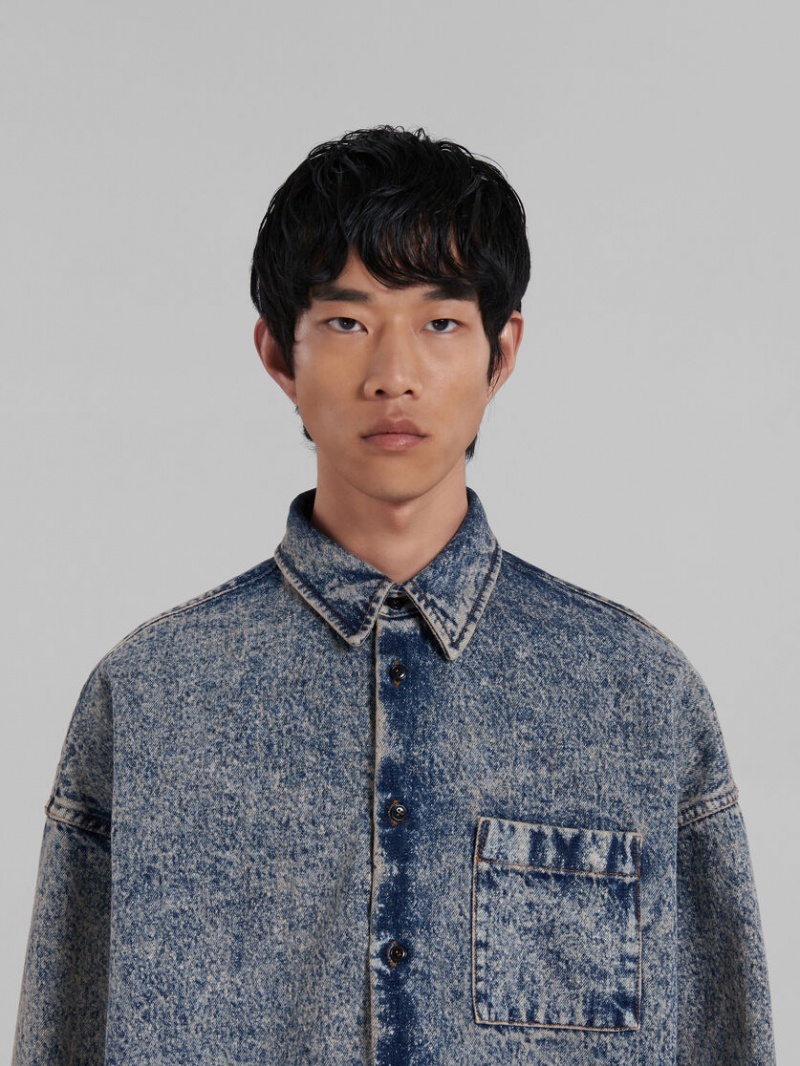 Marni Marble-dyed Denim Shirt ροζ μπλε | EGRVG66947