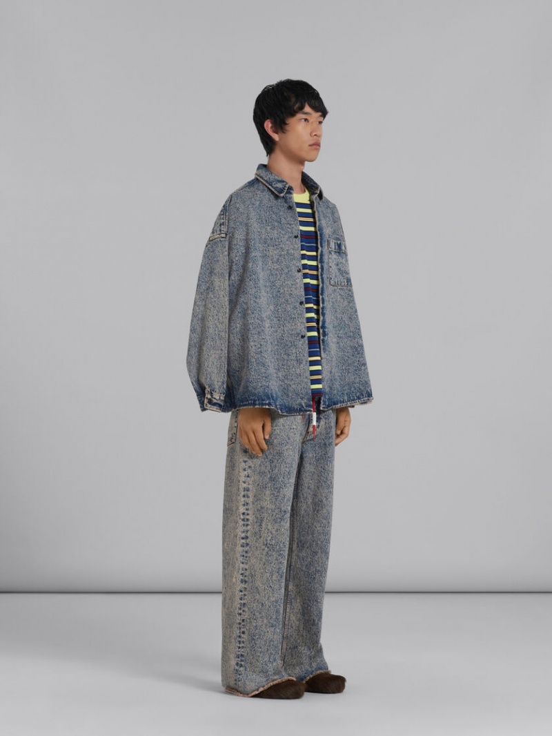 Marni Marble-dyed Denim Shirt ροζ μπλε | EGRVG66947