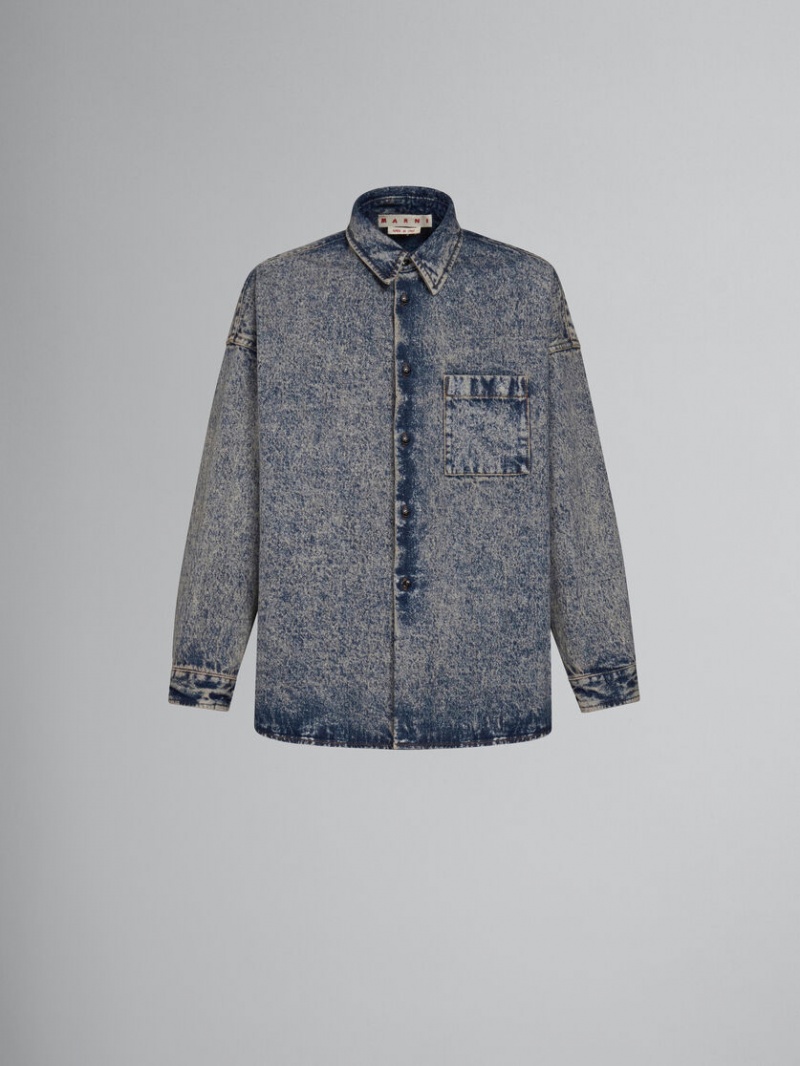 Marni Marble-dyed Denim Shirt ροζ μπλε | EGRVG66947