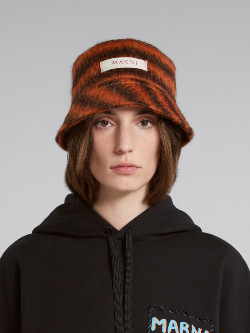 Marni Mohair And Alpaca Bucket Hat With Marni Patch πορτοκαλι | XGRGW66621