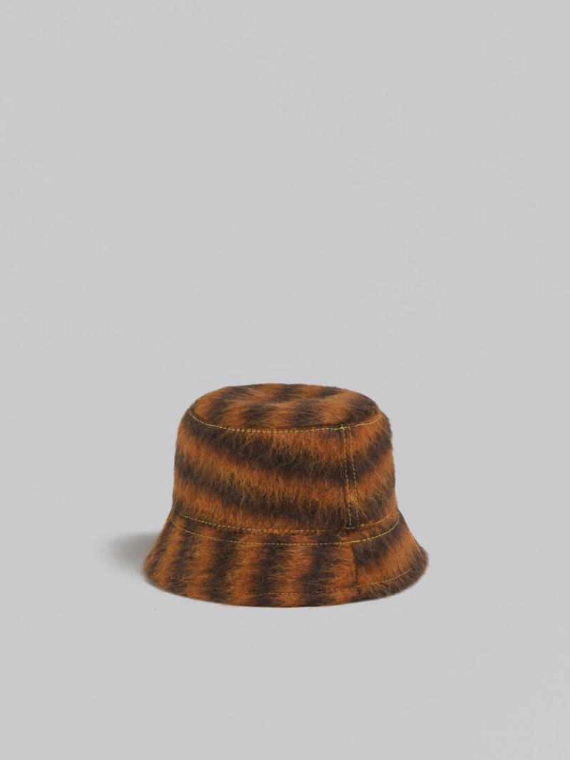 Marni Mohair And Alpaca Bucket Hat With Marni Patch πορτοκαλι | XGRGW66621