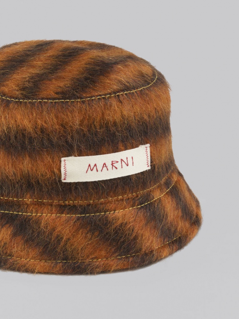 Marni Mohair And Alpaca Bucket Hat With Marni Patch πορτοκαλι | XGRGW66621