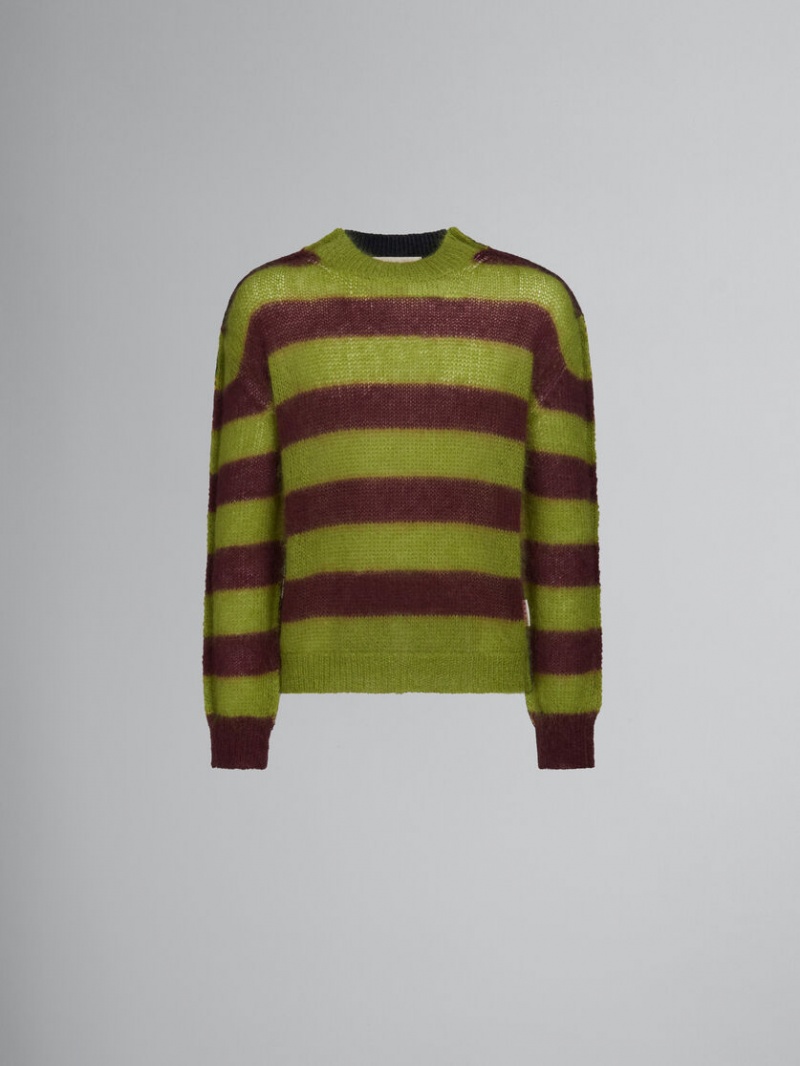 Marni Mohair And Μαλλί πουλοβερ With Multicolour Stripes καφε πρασινο | GRJZR74557