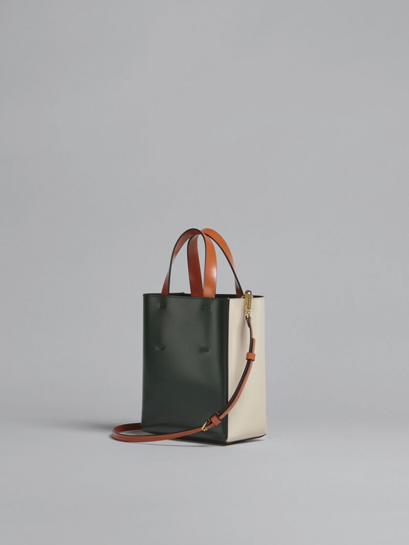 Marni Museo Bag Calfskin With Shoulder λουρακια ασπρα πρασινο | GRDYB39433