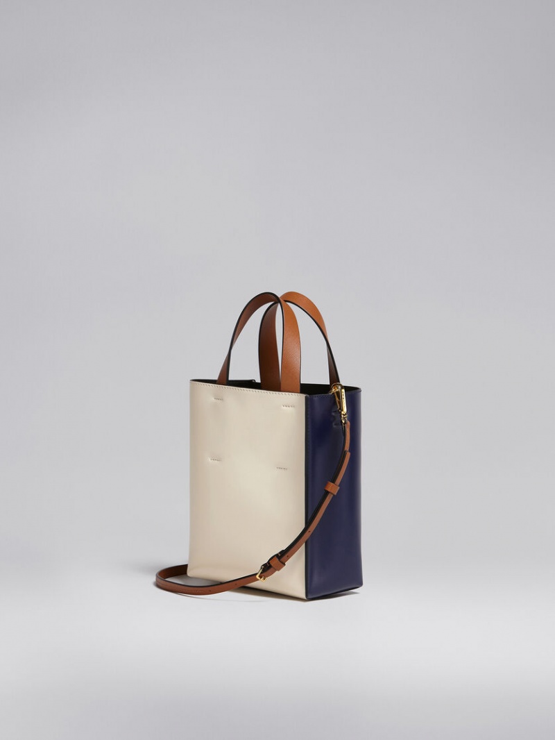 Marni Museo Mini Bag δερματινα μπλε ασπρα | UGRND50468